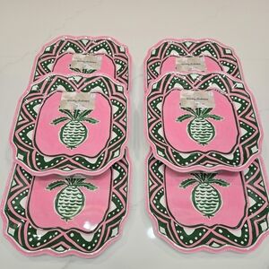 Tommy Bahama Melamine Pink And Green Pineapple Salad Plates Set Of 6 New